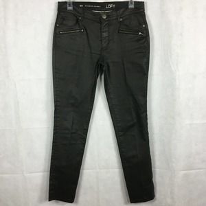 LOFT Ann Taylor Jeans Womens Sz 28 6 Black Wax‎ Finish Modern Skinny